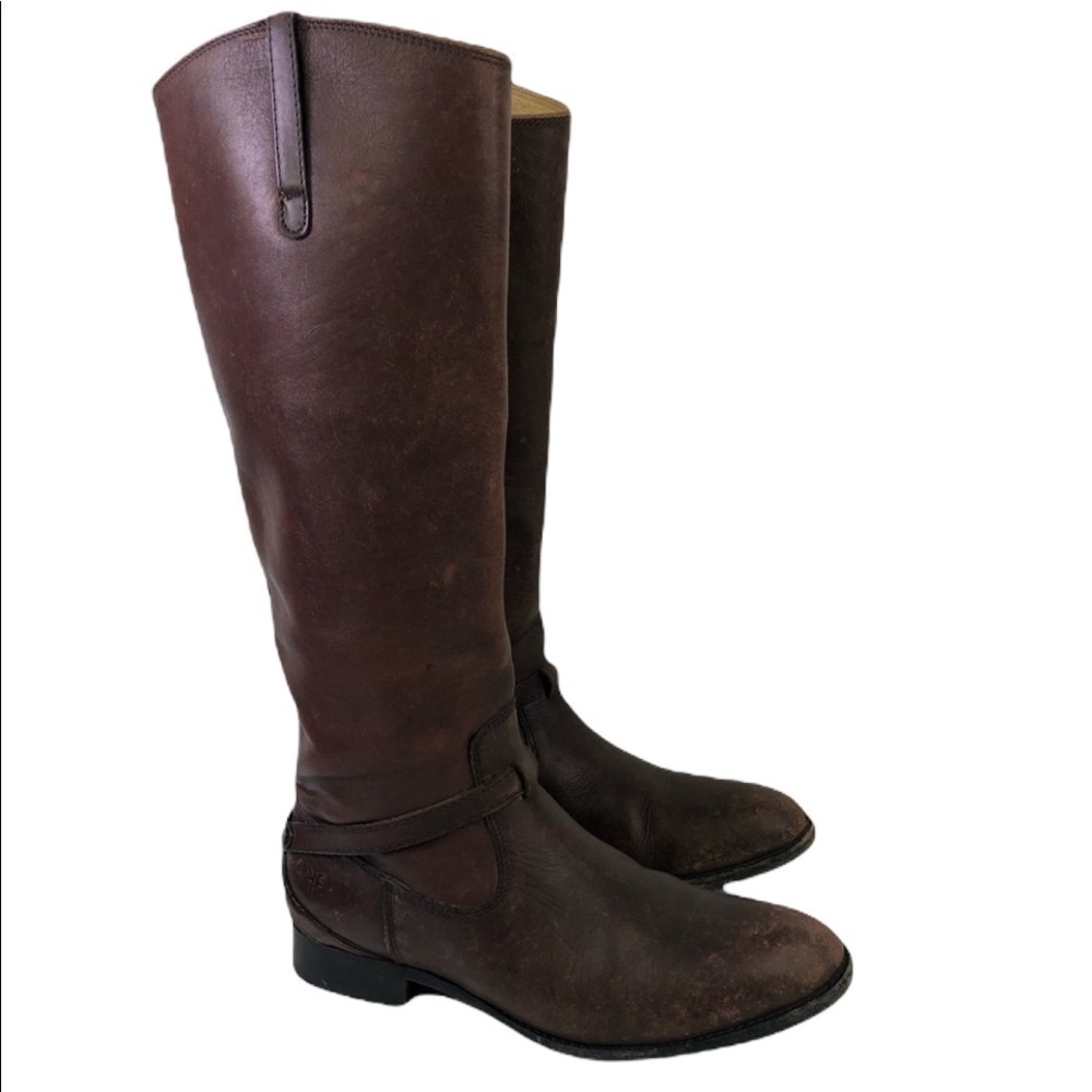 FRYE LINDSAY PLATE 76975 LADIES DISTRESSED LEATHER RIDING BOOTS SIZE 7.5B